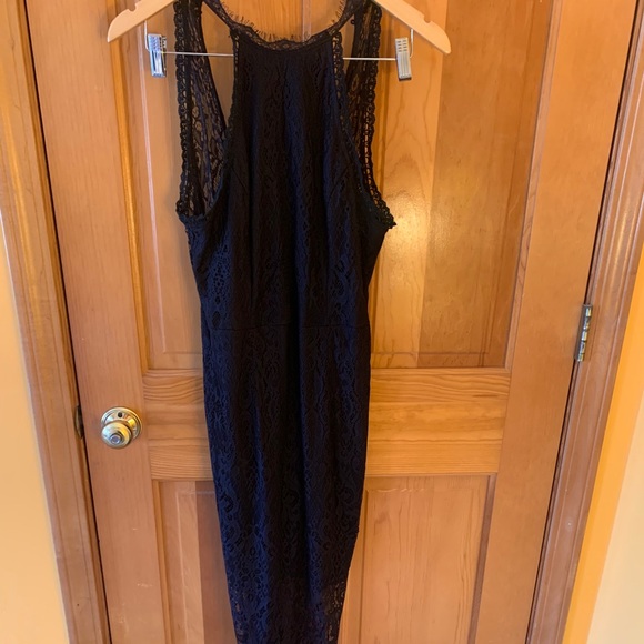 Black Halter-Midi Cocktail Dress — M - Picture 2 of 7